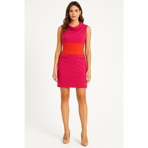 NEW Just Taylor Fuchsia Orange Colorblock Sleeveless Sheath Dress Size 6